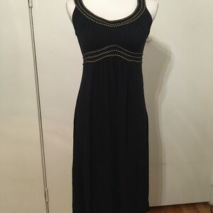 New York & Company Black Sleeveless Maxi Dress with Gold Trim